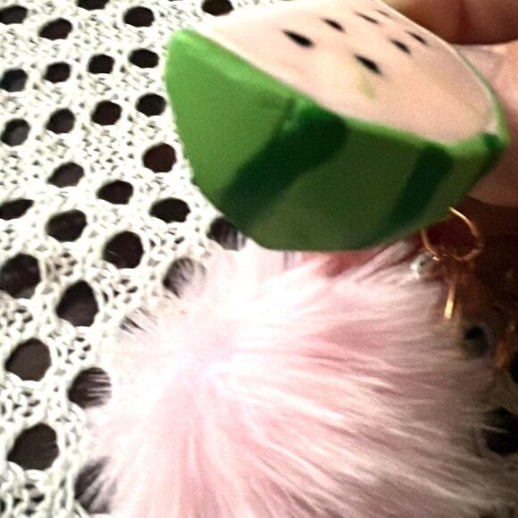 Adorable Watermelon, Pom Pom & Bell Purse Charm with keychain - NWT - Picture 4 of 7